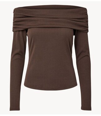 YAS Top YASLIVO LS OFF SHOULDER TOP Chocolate Brown