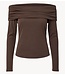 YAS Top YASLIVO LS OFF SHOULDER TOP Chocolate Brown