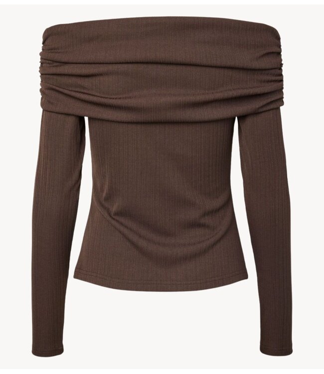 YAS Top YASLIVO LS OFF SHOULDER TOP Chocolate Brown