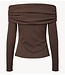 YAS Top YASLIVO LS OFF SHOULDER TOP Chocolate Brown