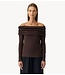 YAS Top YASLIVO LS OFF SHOULDER TOP Chocolate Brown