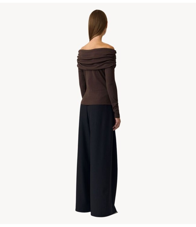 YAS Top YASLIVO LS OFF SHOULDER TOP Chocolate Brown