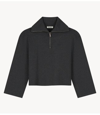 OLAF Trui HALF ZIP RIB SWEAT CHARCOAL