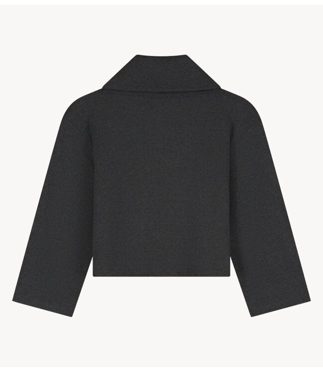 OLAF Trui HALF ZIP RIB SWEAT CHARCOAL