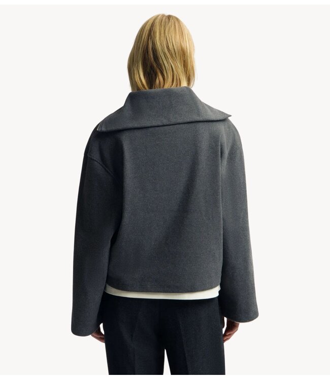 OLAF Trui HALF ZIP RIB SWEAT CHARCOAL