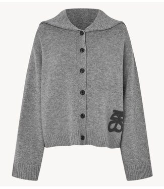 Second Female Vest Alpha Knit Collar Cardigan Mid Grey Melange