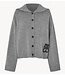 Second Female Vest Alpha Knit Collar Cardigan Mid Grey Melange