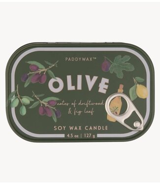 Paddywax Kaarsen Bistro 4.5oz/127g Olive Printed Tin Candle ‐ Fig & Olive