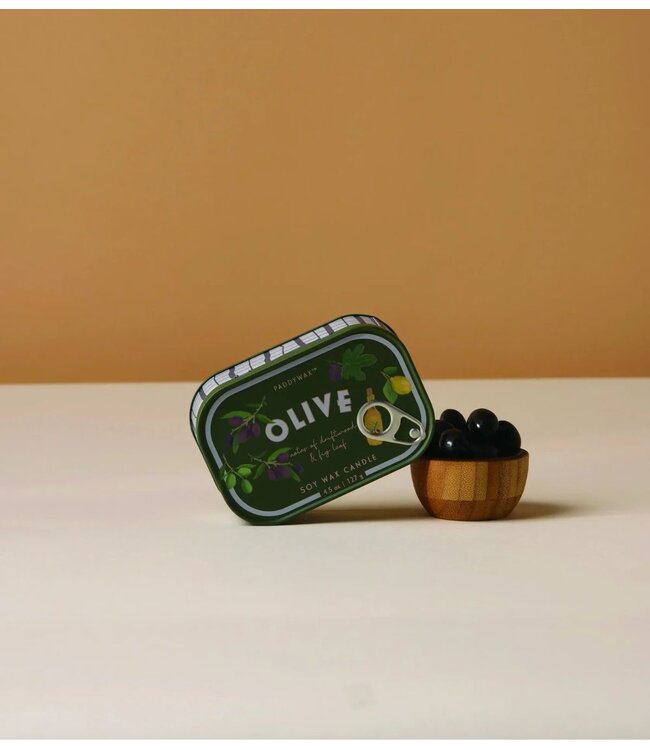 Paddywax Kaarsen Bistro 4.5oz/127g Olive Printed Tin Candle ‐ Fig & Olive