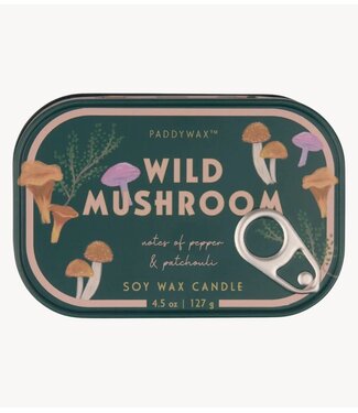 Paddywax Kaarsen Bistro 4.5oz/127g Mushroom Printed Tin Candle ‐ Wild Mushroom
