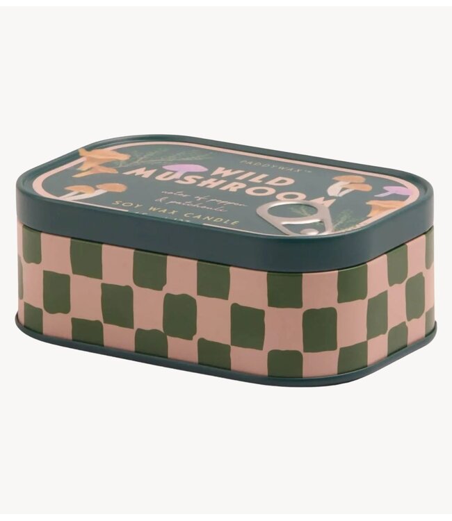 Paddywax Kaarsen Bistro 4.5oz/127g Mushroom Printed Tin Candle ‐ Wild Mushroom