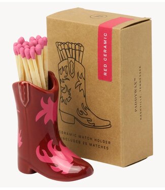 Paddywax Luciferdoosje Nashville Ceramic Boot Match Holder (25 Pcs) ‐ Red & Pink