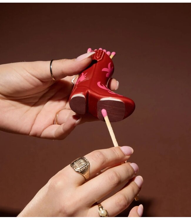 Paddywax Luciferdoosje Nashville Ceramic Boot Match Holder (25 Pcs) ‐ Red & Pink