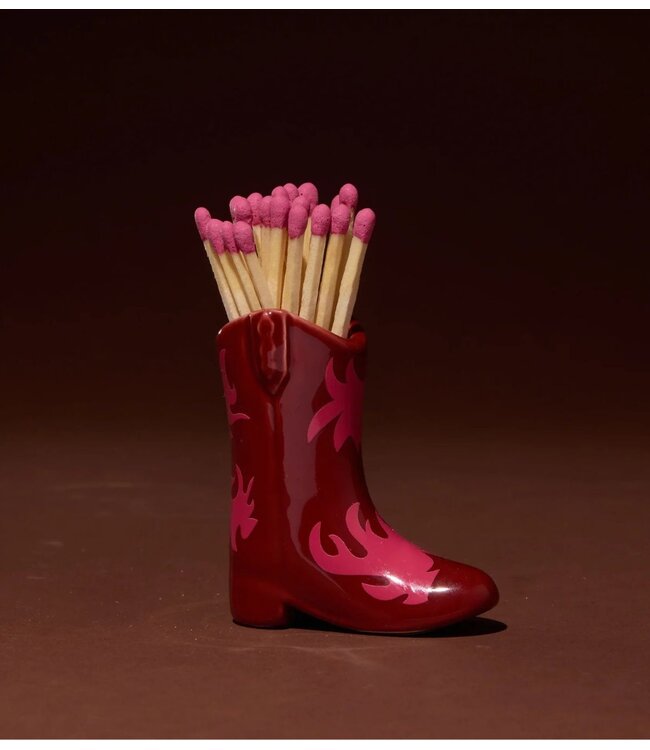 Paddywax Luciferdoosje Nashville Ceramic Boot Match Holder (25 Pcs) ‐ Red & Pink