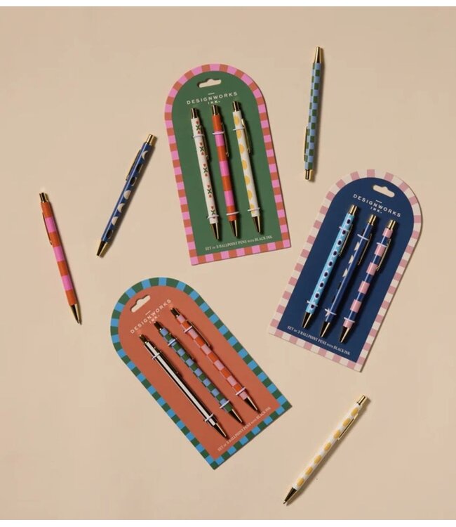 Paddywax Pennen A Dopo Set of 3 Pens ‐ Stripes & Checks