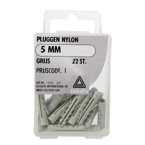 Deltafix Deltafix plug nylon plug grijs 5 mm 22 st.