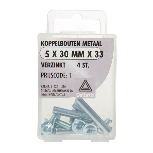 Deltafix Koppelbout kort / metaal verzinkt 5 x 30 x 33 mm 4 st.