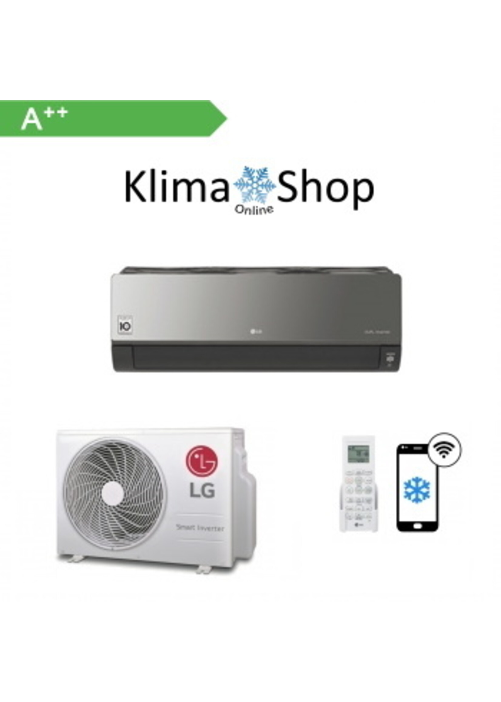 LG Set Artcool Energy Wandgeräte Black 2,5 kW   inkl. IR-Fernbedienung
