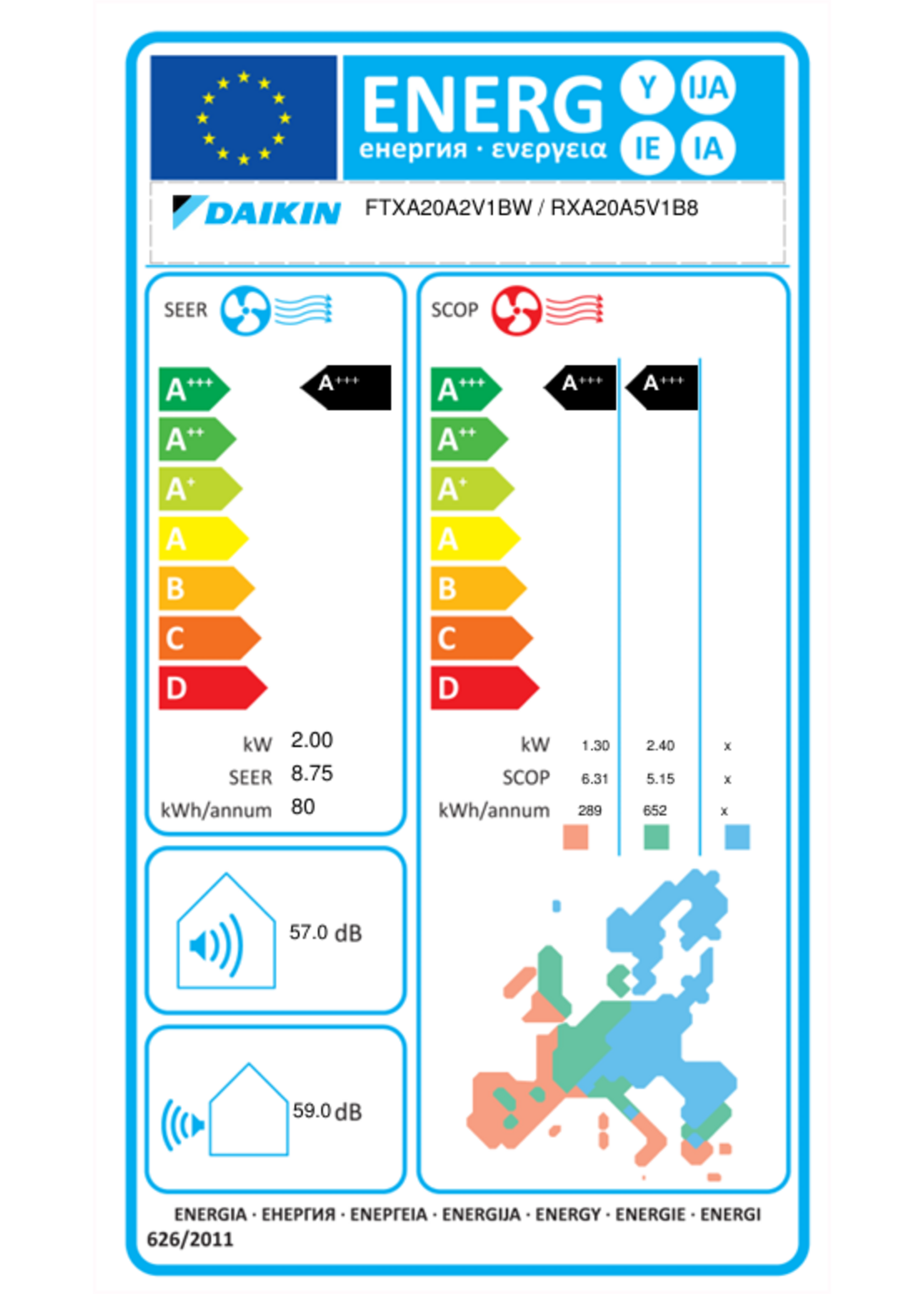 Daikin Set Klimaanlage Stylish 2,0 kW Wandgerät in weiss