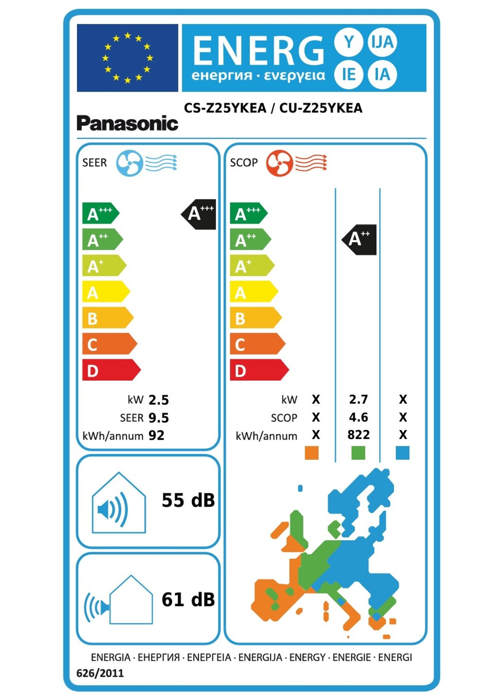Panasonic Klimaanlage Single-Split Set mit Wandgerät Baureihe YKEA 2,5 kW  bis -20 °C