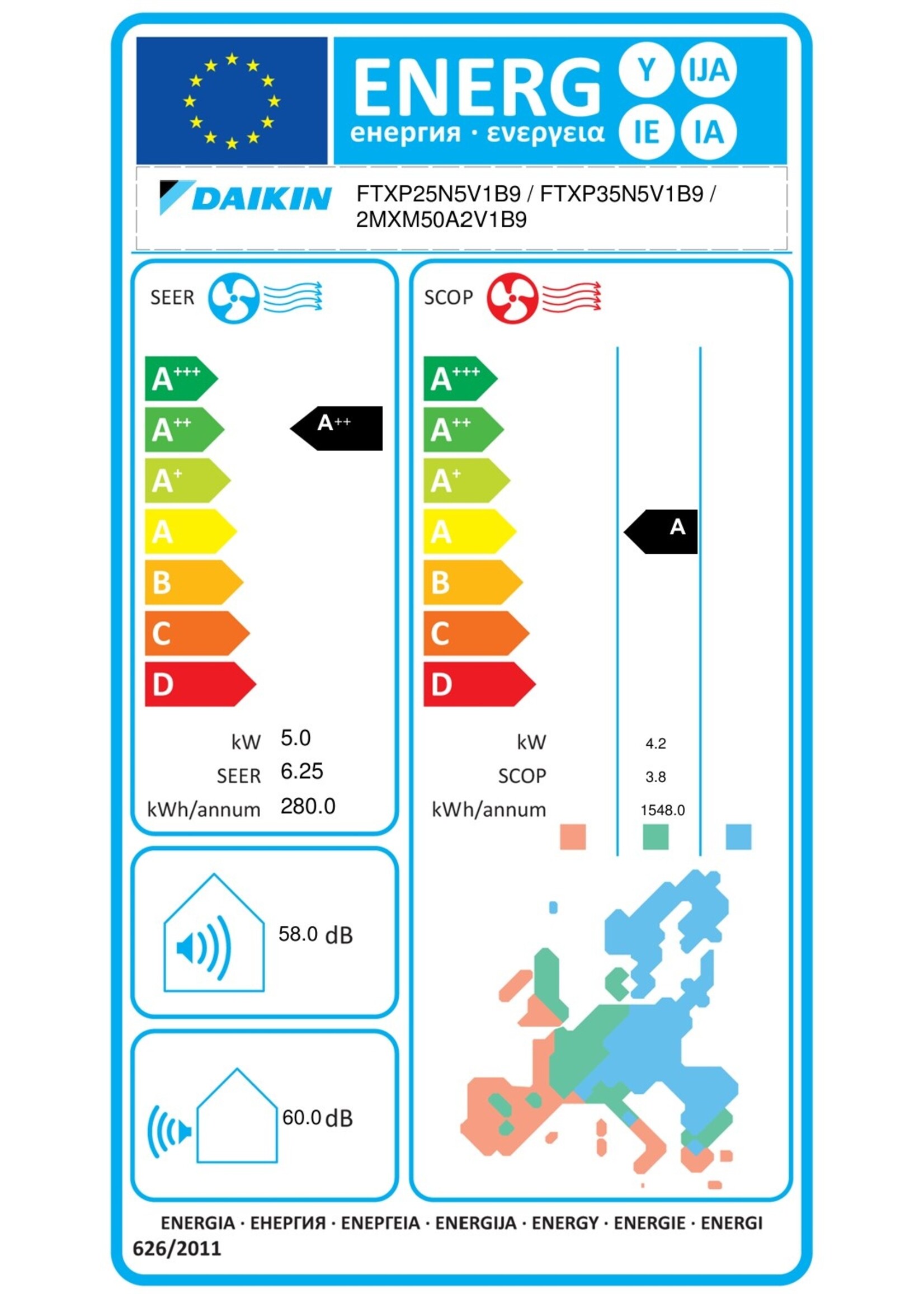 Daikin Set-Daikin Comfora Klimaanlage 2,5+3,5kW für 2 Räume