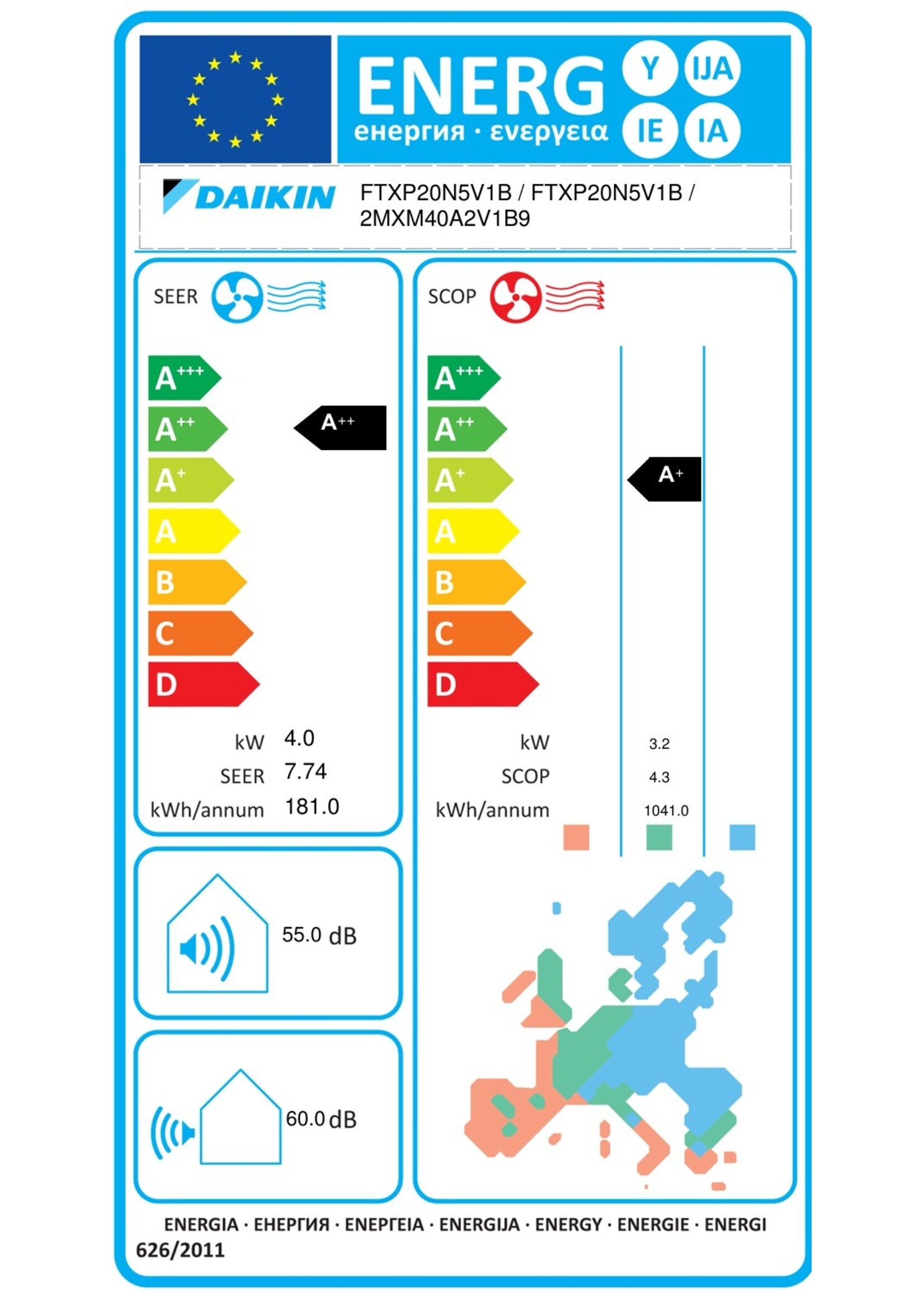Daikin Set-Daikin Comfora Klimaanlage 2,0+2,0kW für 2 Räume