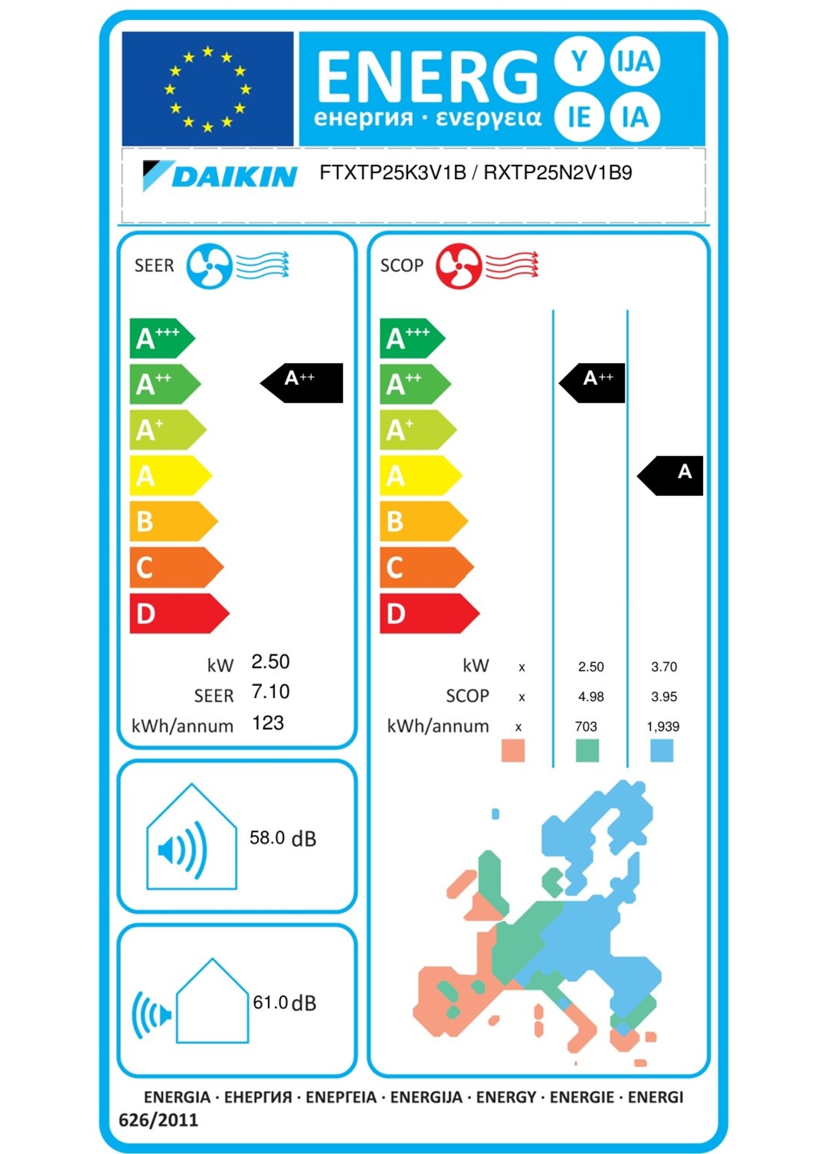 Daikin Set Klimaanlage Comfora 2,5 kW Wandgerät optimiert für Heizbetrieb
