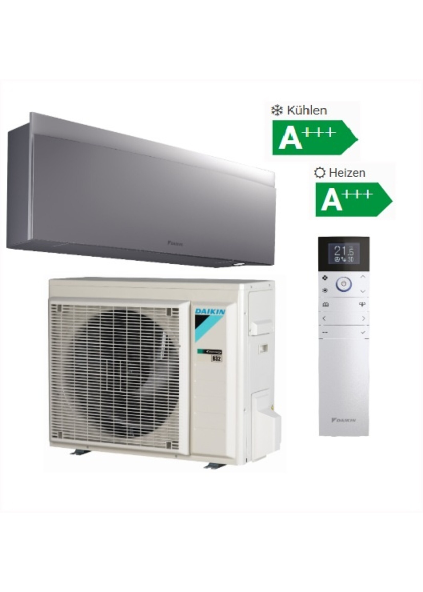 Daikin Set Klimaanlage Emura 2,5 kW Wandgerät in schwarz