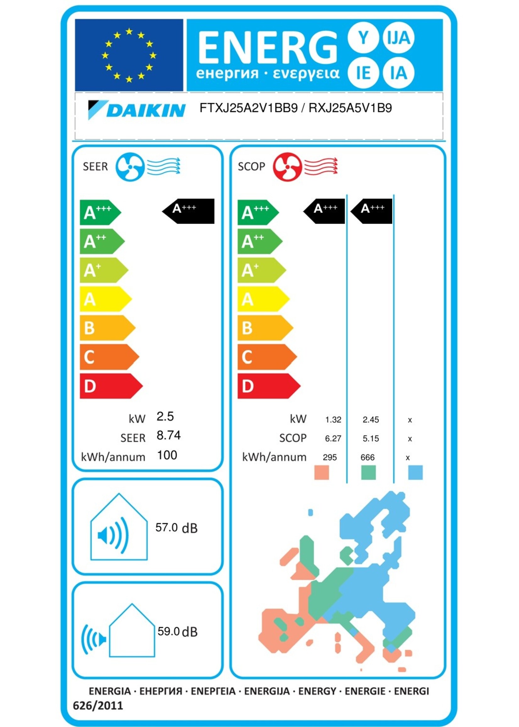 Daikin Set Klimaanlage Emura 2,5 kW Wandgerät in schwarz