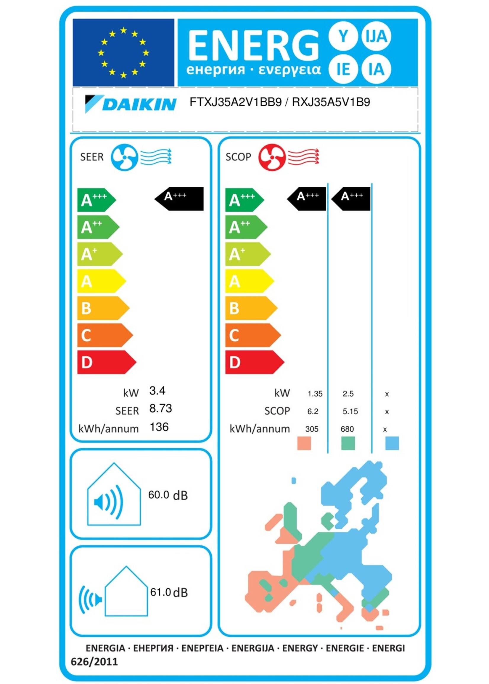 Daikin Set Klimaanlage Emura 3,5 kW Wandgerät in schwarz