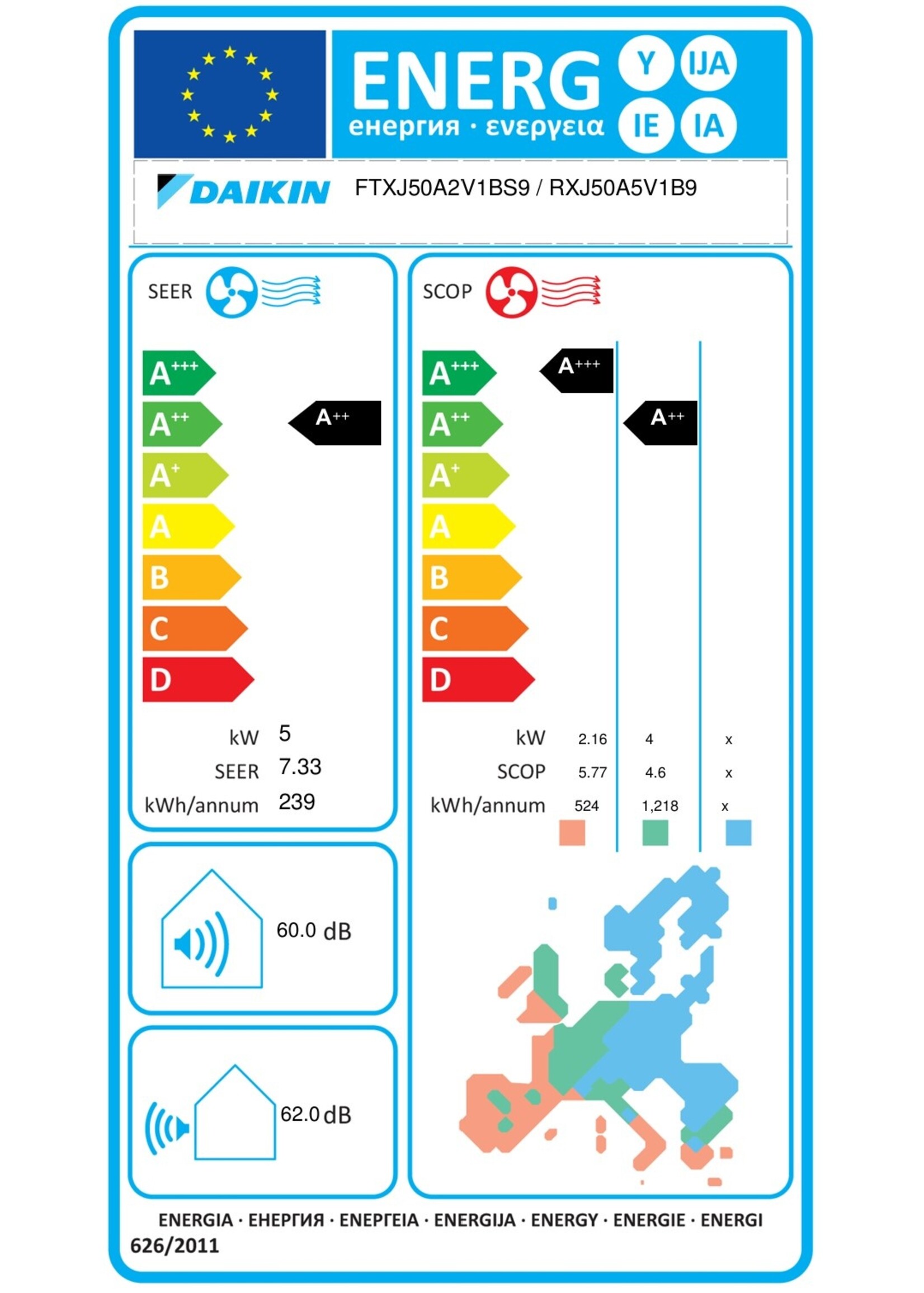 Daikin Set Klimaanlage Emura 4,8 kW Wandgerät in silber