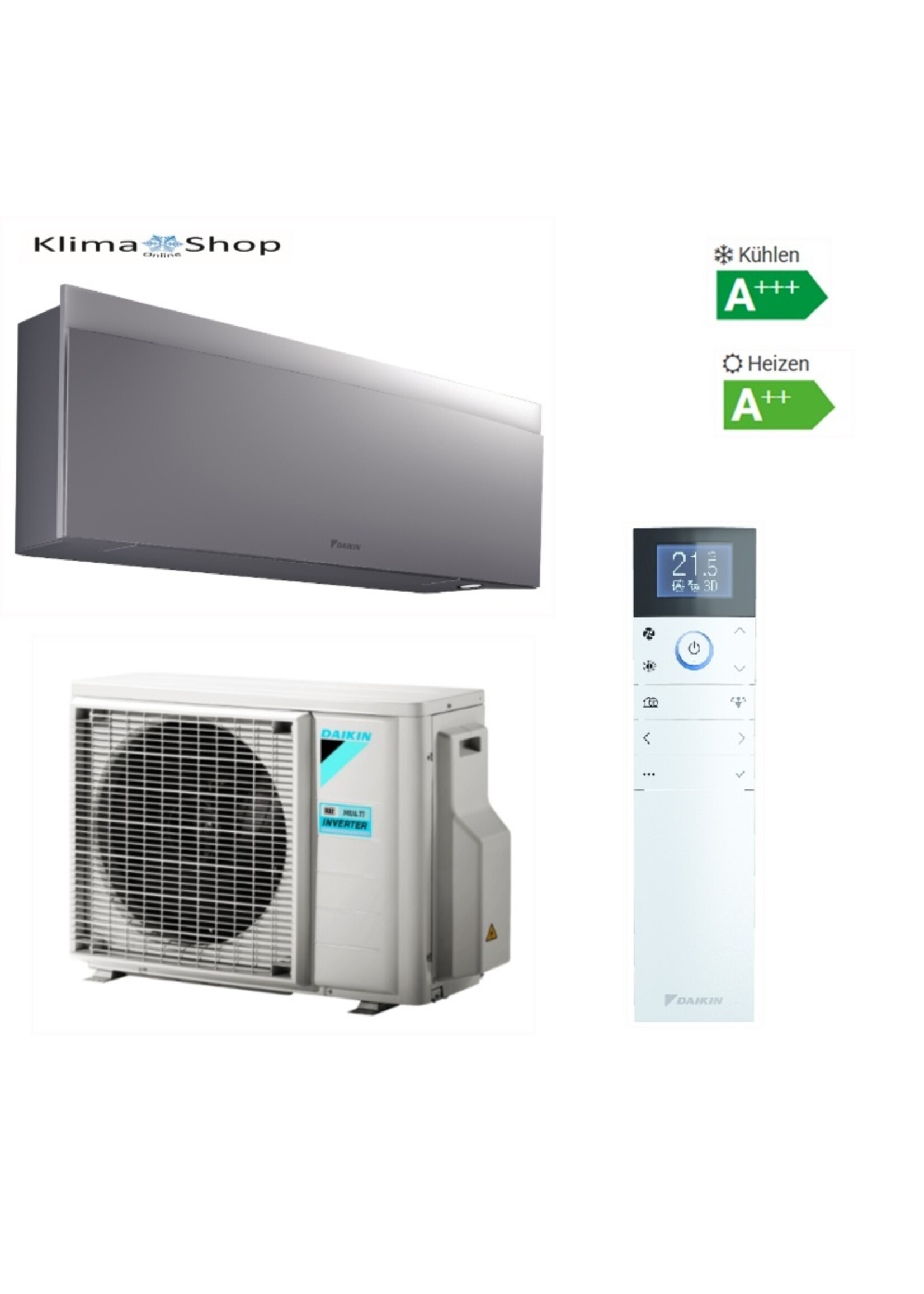 Daikin Set Klimaanlage Emura 2,5 kW Wandgerät in silber