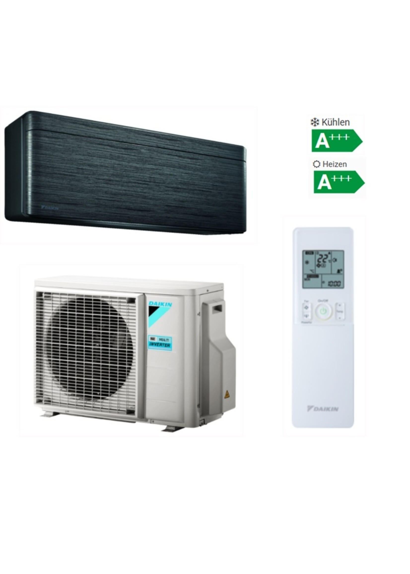 Daikin Set Klimaanlage Stylish 3,4 kW in schwarz