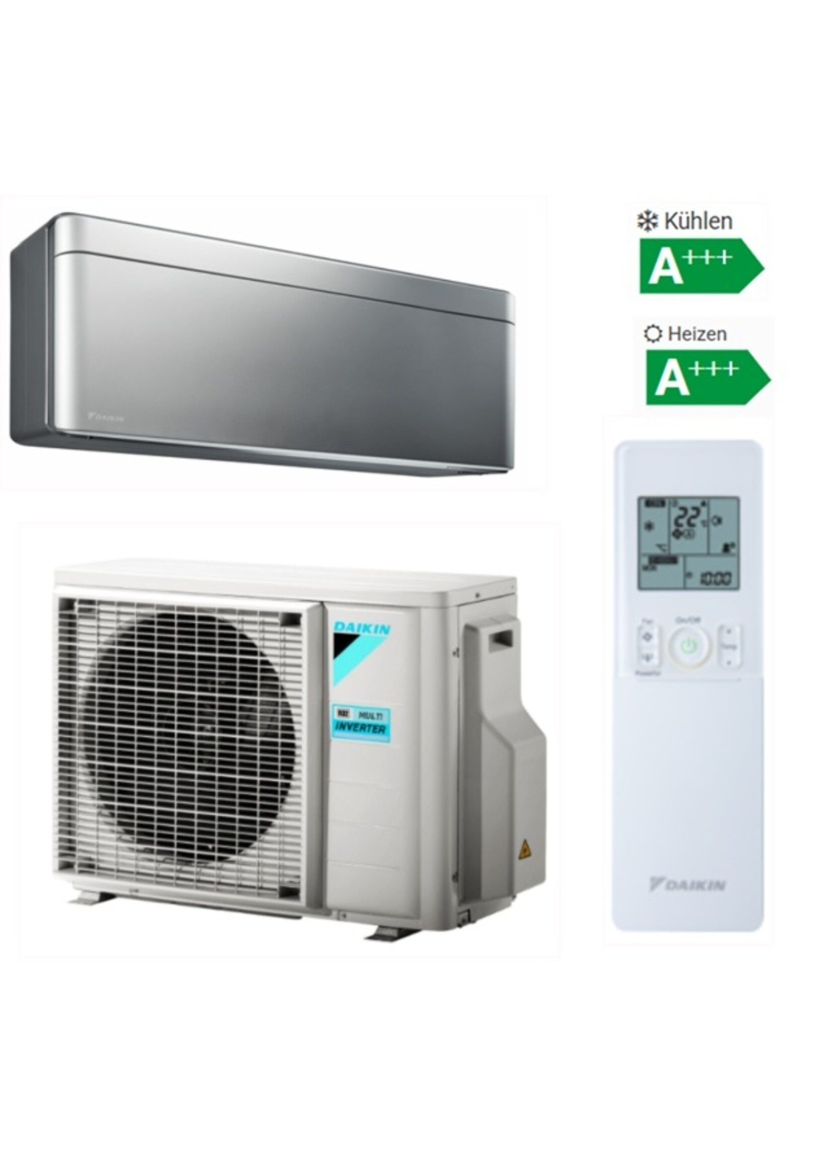 Daikin Set Klimaanlage Stylish 2,5 kW Wandgerät in silber