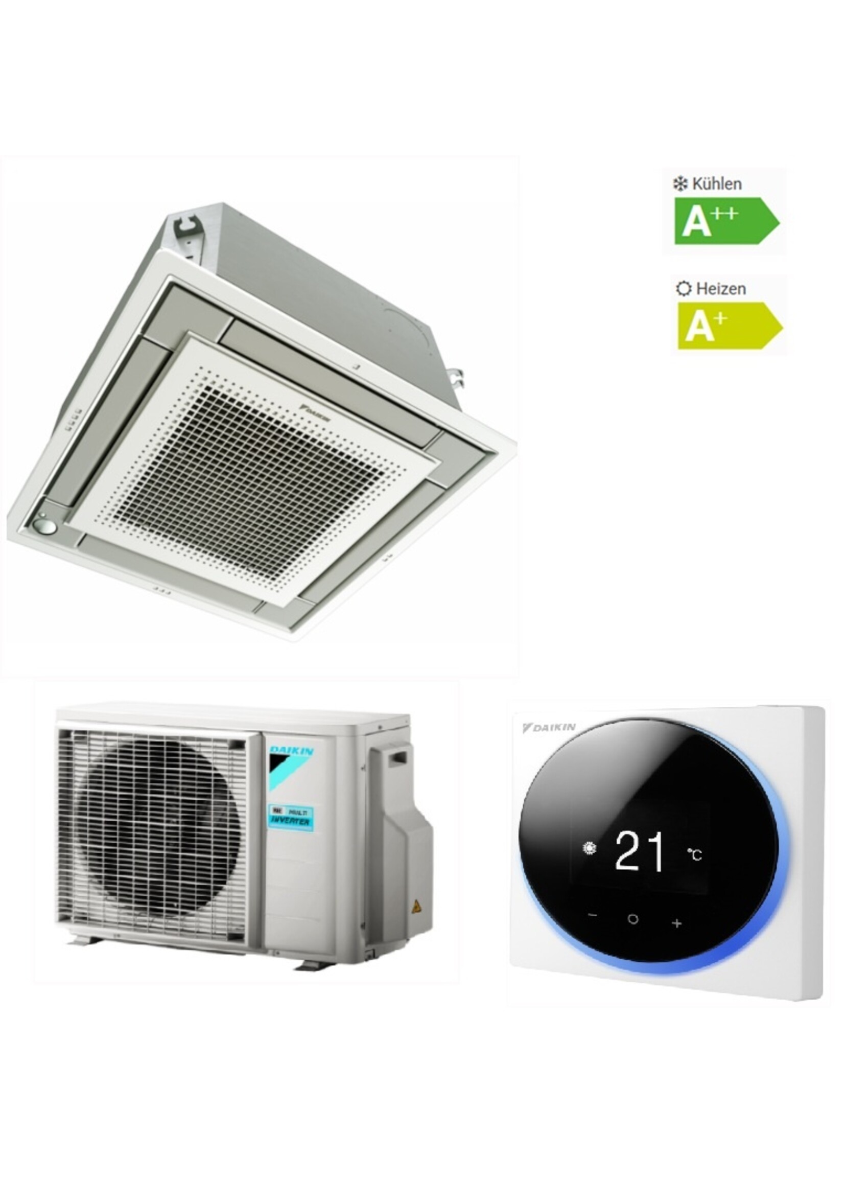 Daikin Set Klimaanlage Fully Flat Kassettengerät 3,4 kW
