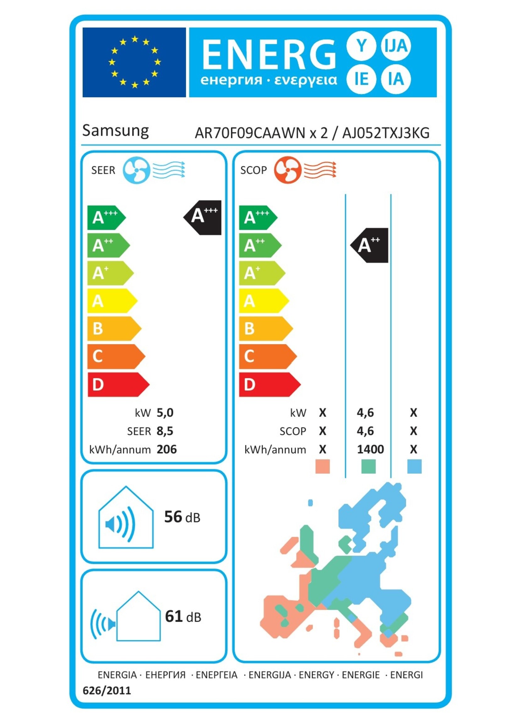 Samsung Set-Samsung Cebu Comfort Klimaanlage 2,0+2,0+2,5kW für 3 Räume