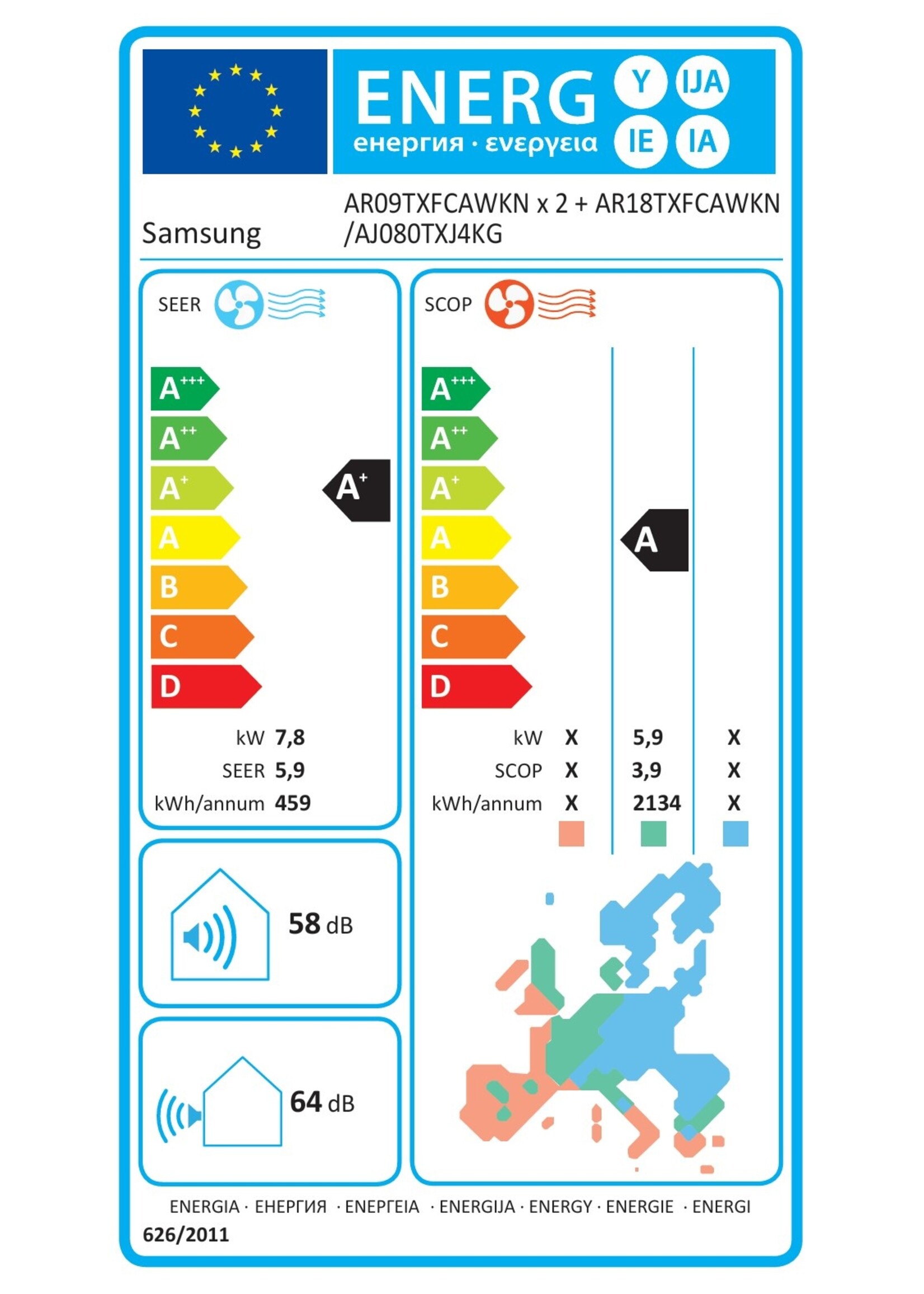 Samsung Set-Samsung Comfort Nasa Klimaanlage 3x2,0+3,5kW+8kW für 4 Räume