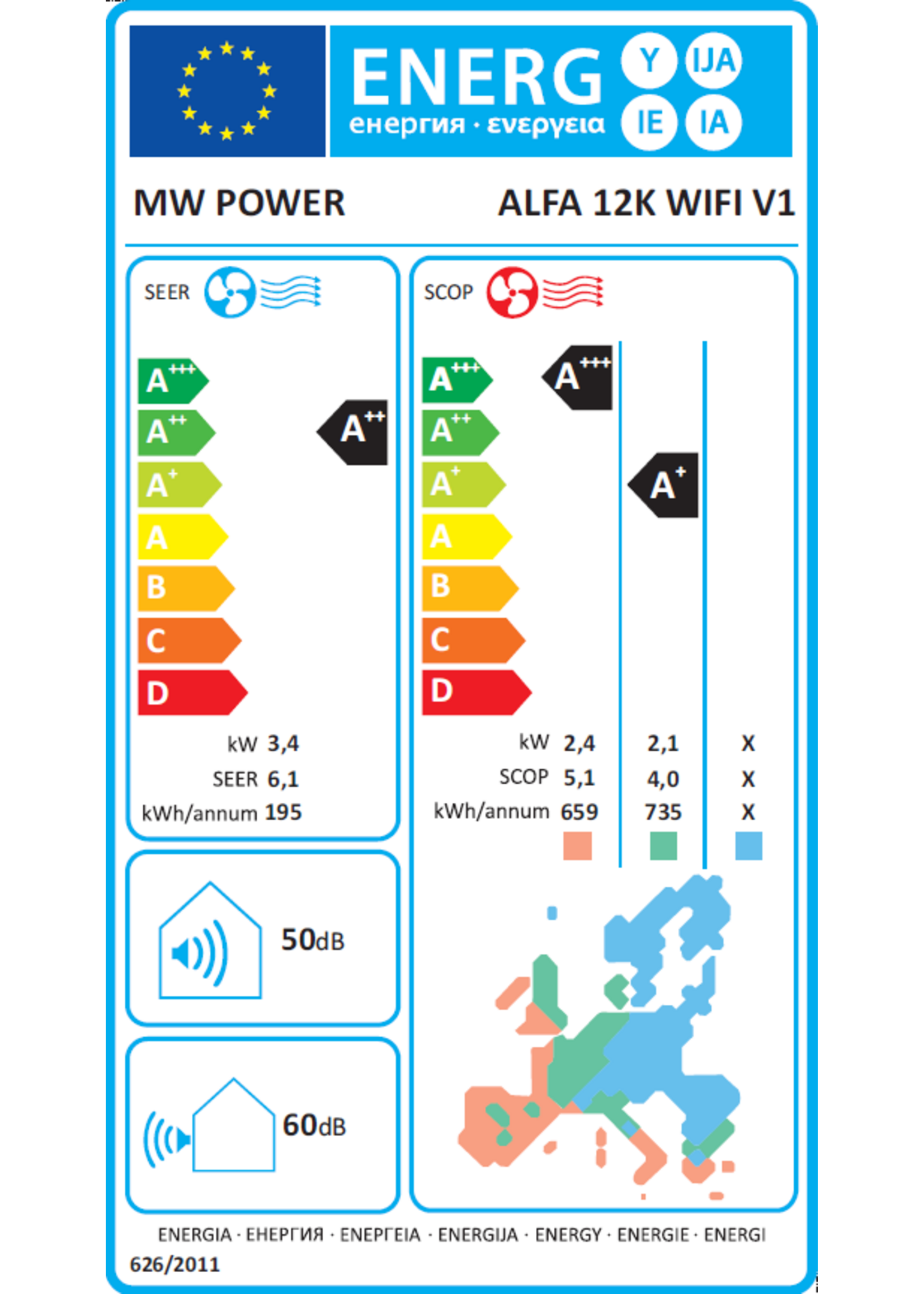 MW Power Set Klimaanlage MW Power 3,5 kW Wandgerät
