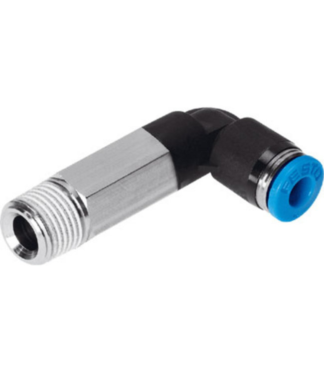 Haakse verloopkoppeling lang 3/8" buiten x 10 mm push-in