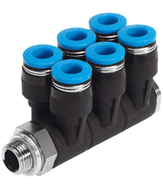 Angle reducer 1/4" outside x 6 fold 6 mm push-in