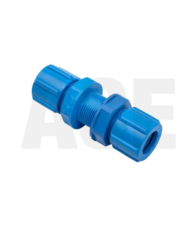 Straight bulkhead coupling 12 mm blue with swivel