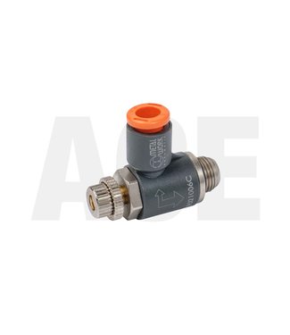 Speed control valve angled 1/8" x 6mm for Peco cylinders