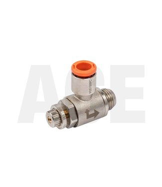 Speed control valve angled 1/4" x 8mm for DN50 cylinders