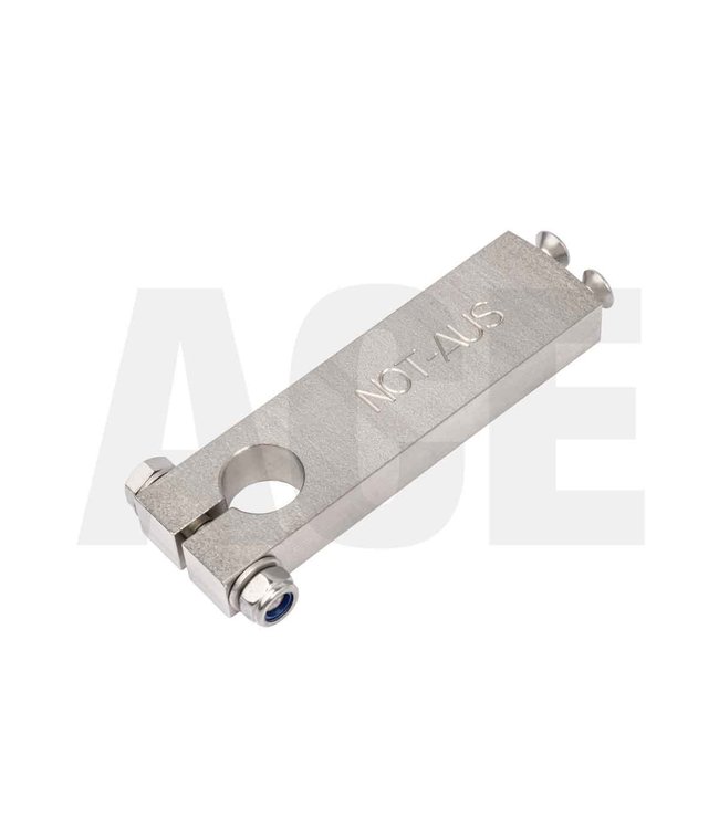 Holz houder "Not-Aus" voor halve maan, incl bouten