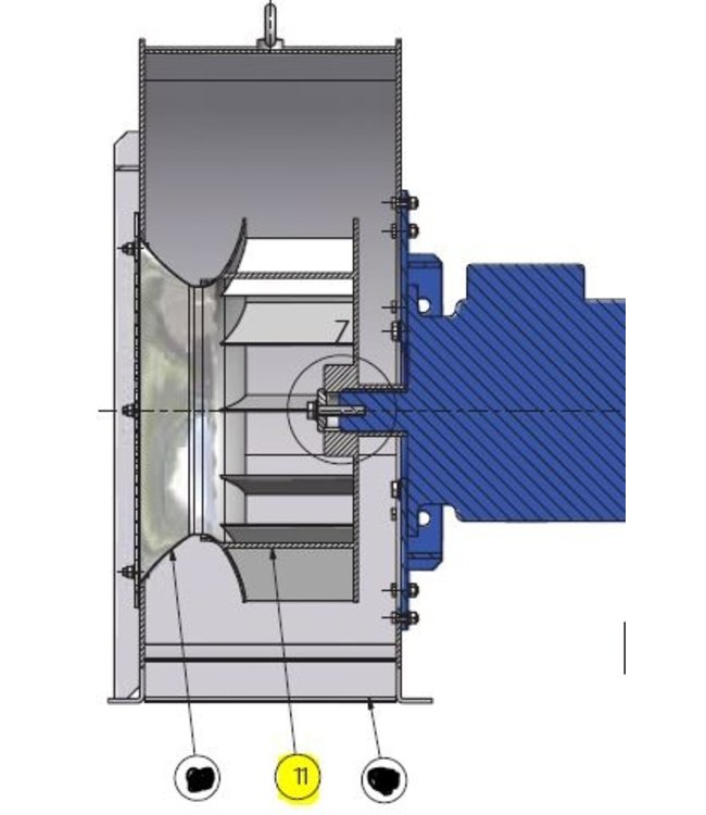 Holz schoepenwiel rechts voor 7,5kw droger