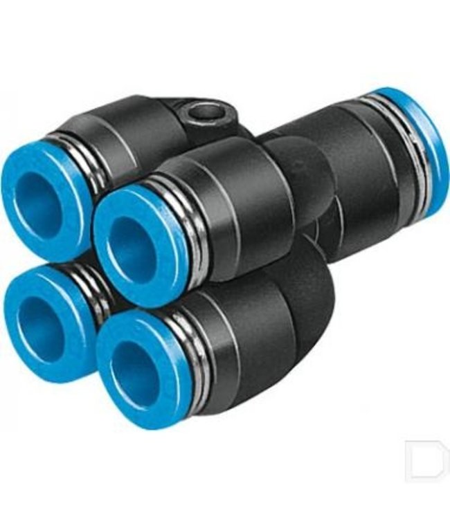 Rechte verloopkoppeling 8 x 4 voudig 6 mm push-in