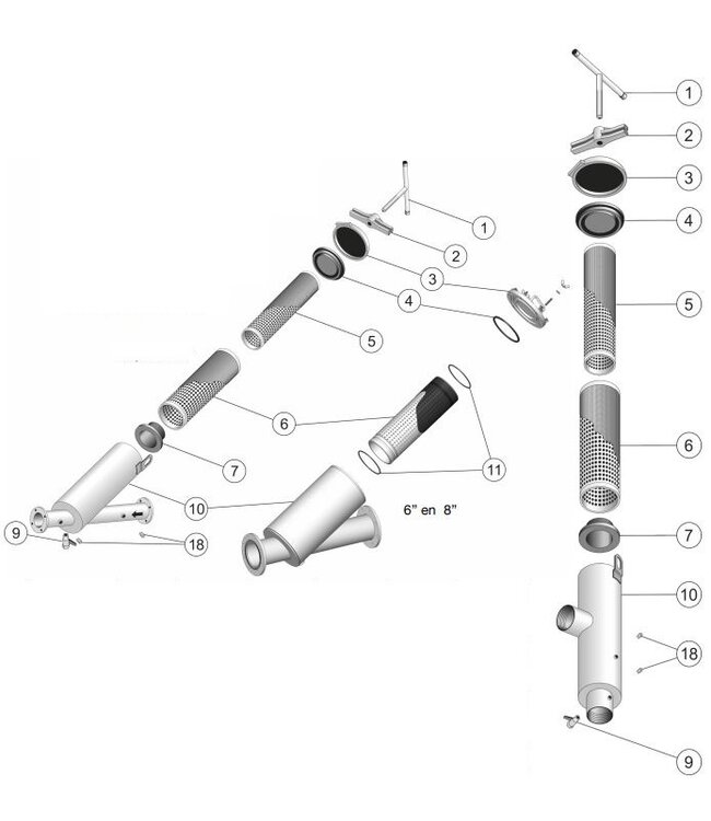 UDI rubber onder 3" binnenfilter, type 1000/2000 serie
