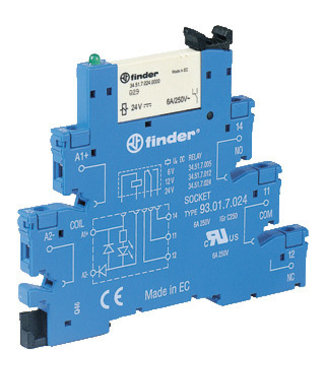 Finder relay with base single track 24vdc