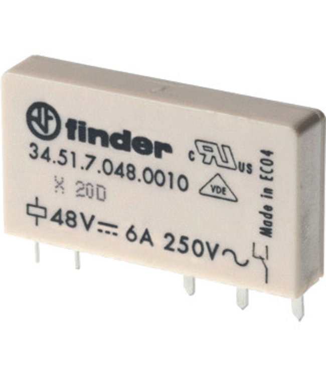 Finder printrelais 5 pins enkelspoor 24vdc 345170240010