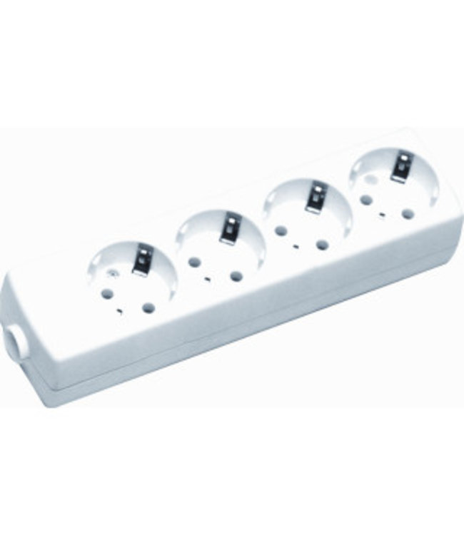 230V plug block 4-gang straight, white without cable
